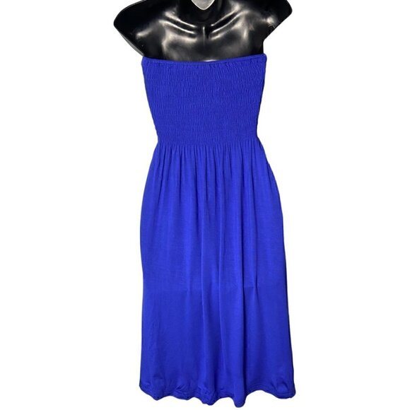 Catwalk Studio Royal Blue Strapless Halter Tie Neck Dress Mini Length Size Small - Picture 9 of 12